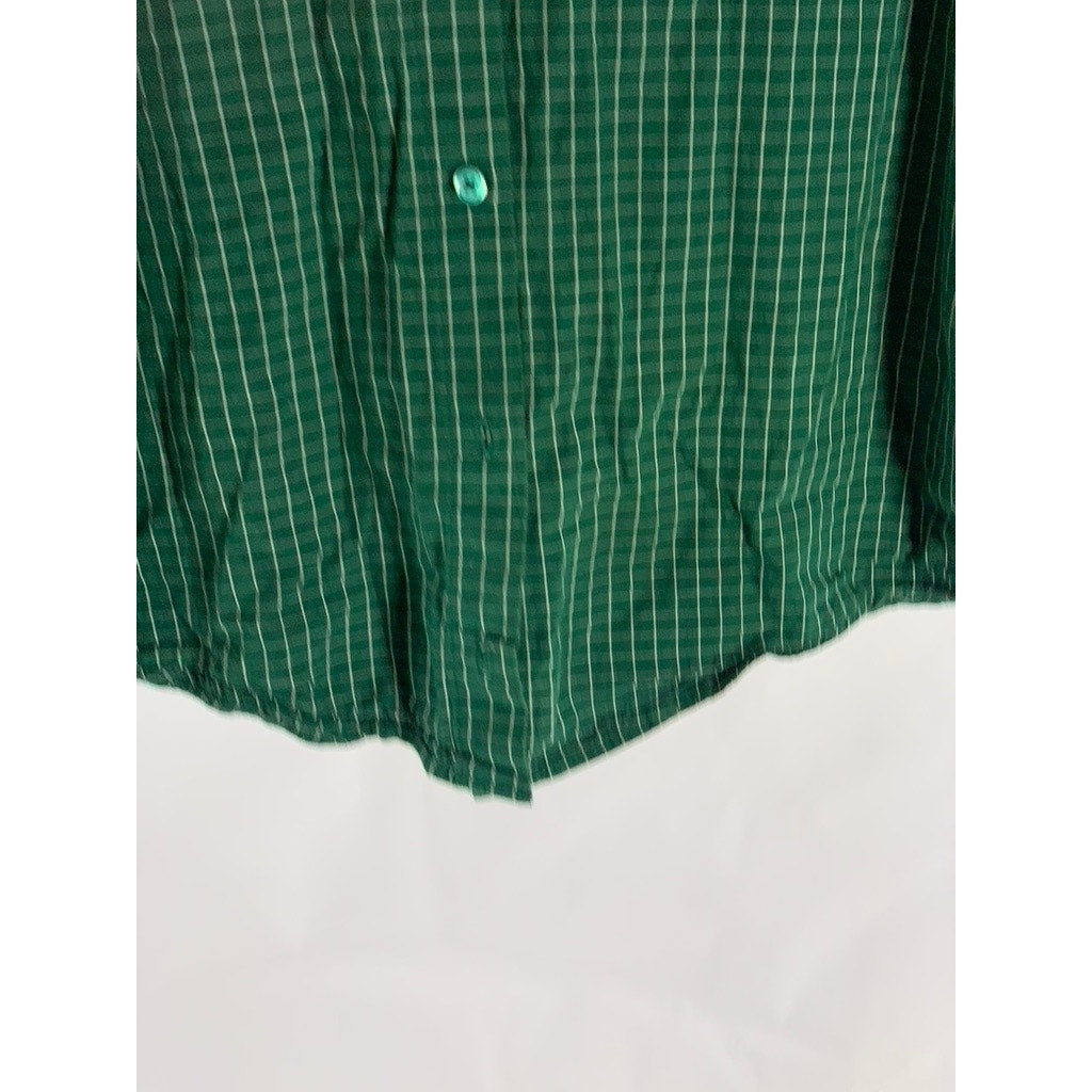 DIVIDED BY H&M Women's Dark Green Grid Check Button-Up Long Sleeve Top SZ XS