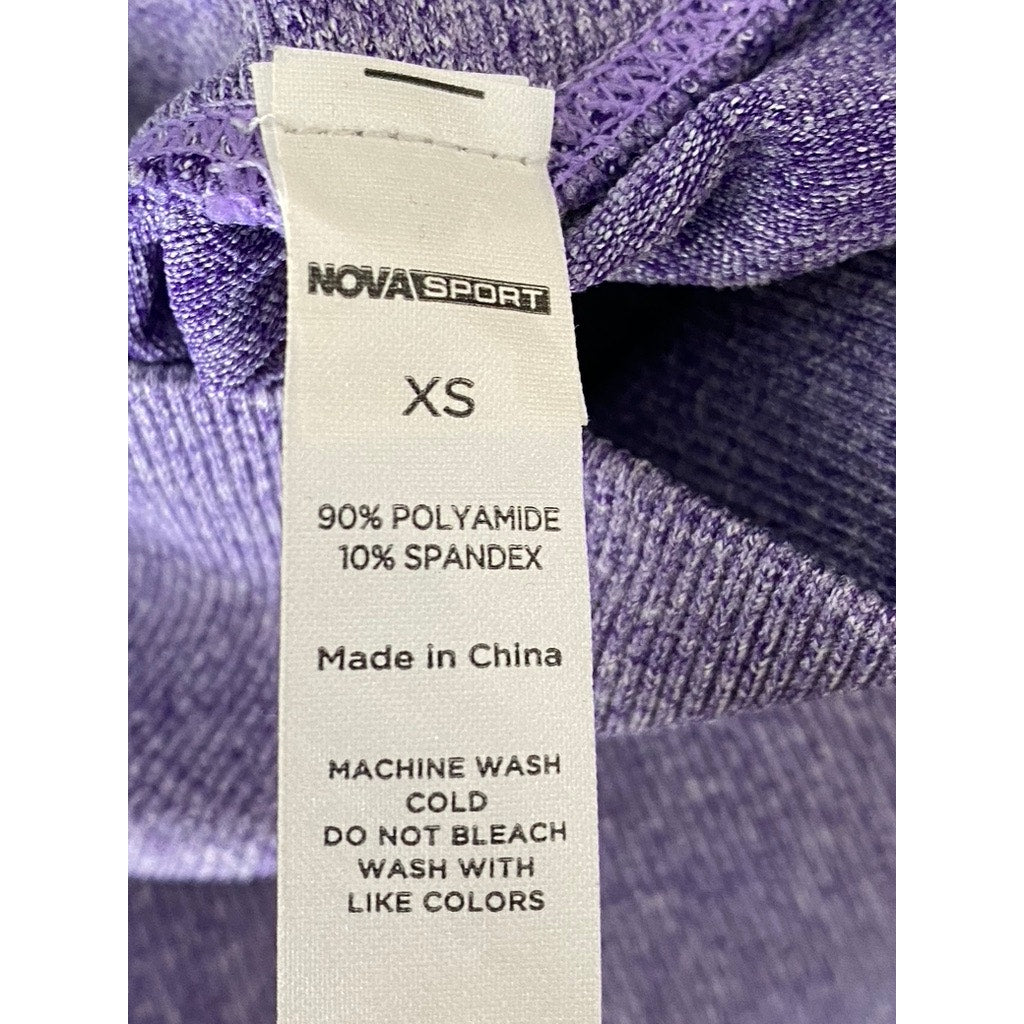 FASHION NOVA SPORT Women's Heathered Purple Scrunched High-Waist Leggings SZ XS