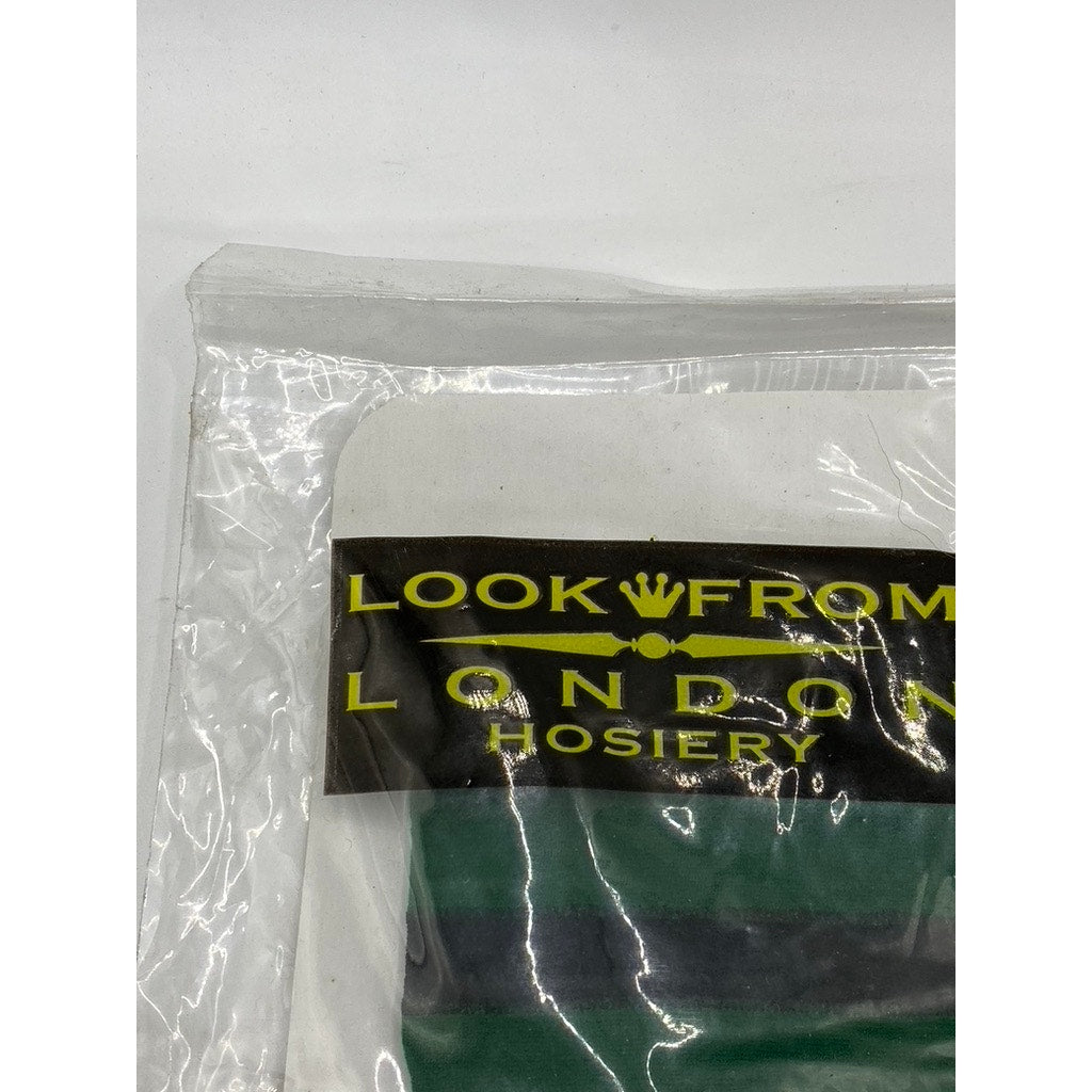 LOOK FROM LONDON HOSIERY Women's Dark Green-Black Striped Ankle Socks SZ OS