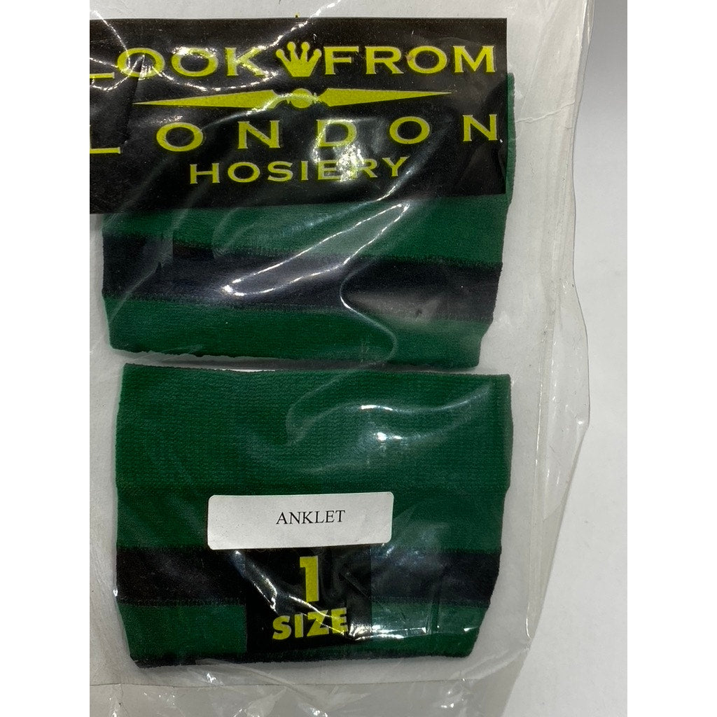 LOOK FROM LONDON HOSIERY Women's Dark Green-Black Striped Ankle Socks SZ OS