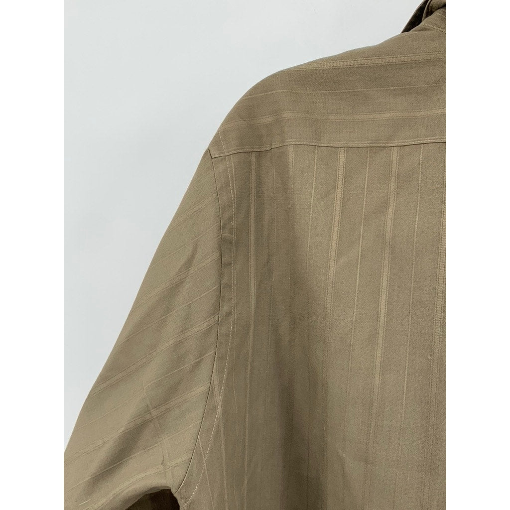VAN HEUSEN Men's Vintage Tan Satin Striped Button-Up Shirt SZ 15 32/33