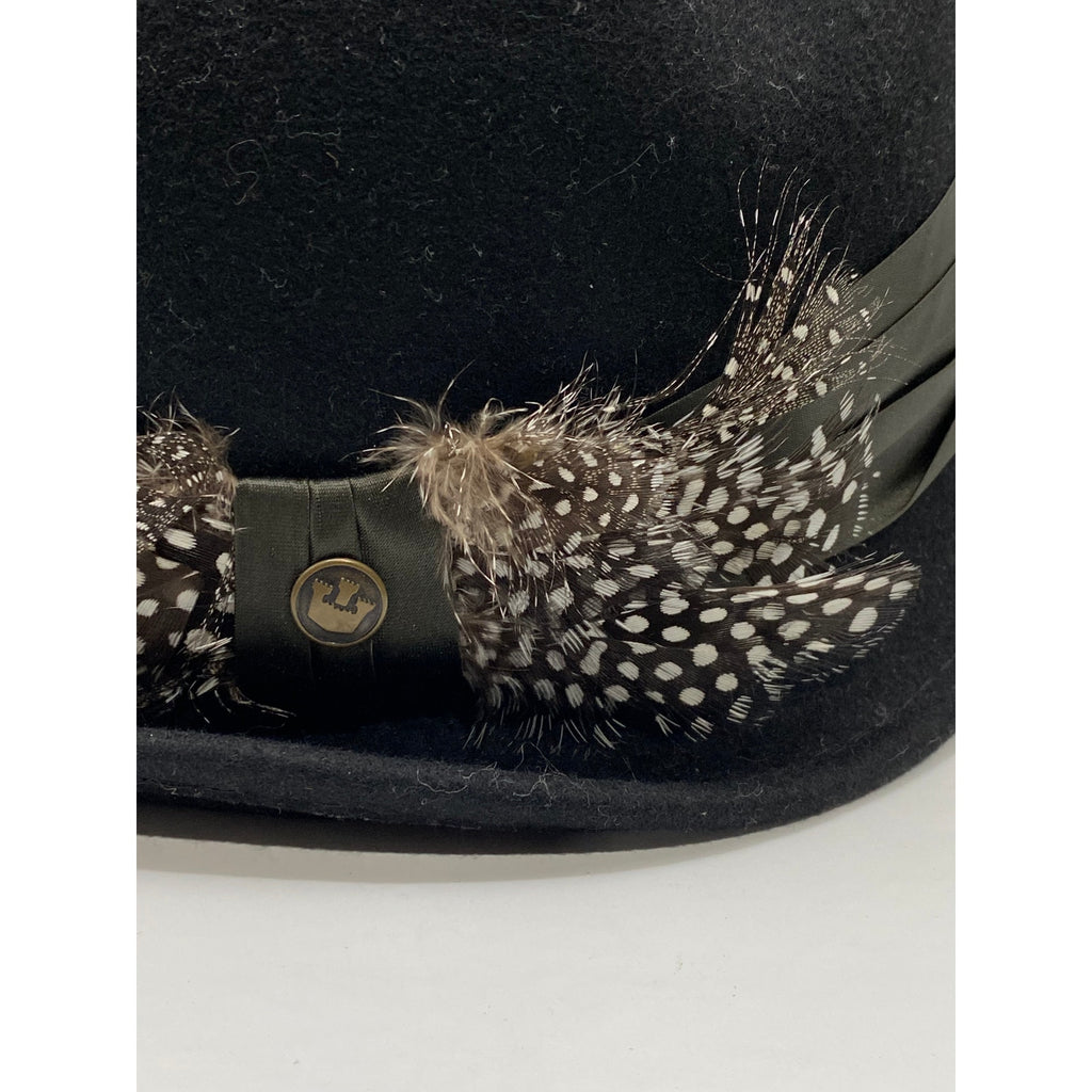 GOORIN BROS. Women's Black Wool Feather Derby Fedora Bowler Hat SZ M