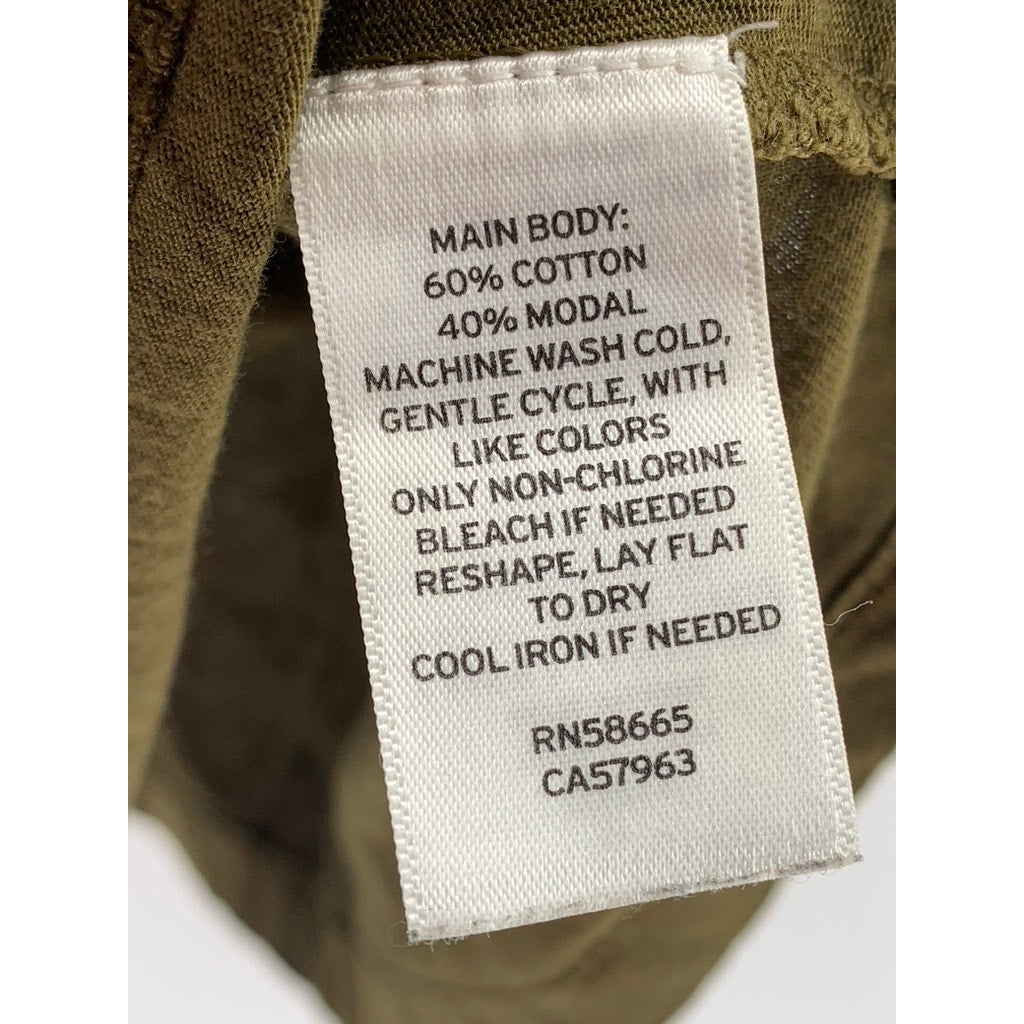 BP. Women's Olive Green Solid Crewneck Cotton-Blend Short Sleeve Top SZ L