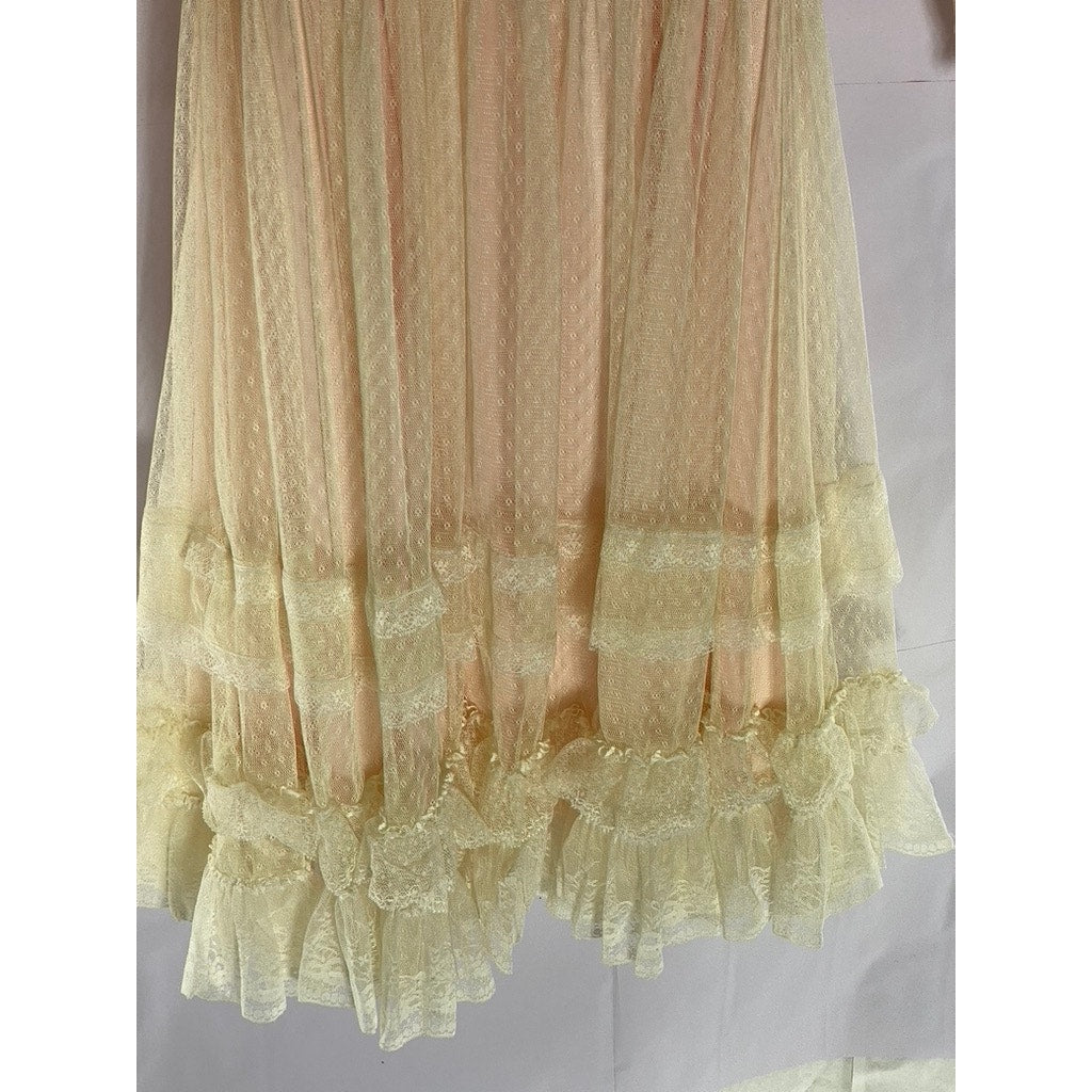 SWEET PICKINS Women's Beige Lace Boho "Vintage" Long Sleeve Prairie Dress SZ 0