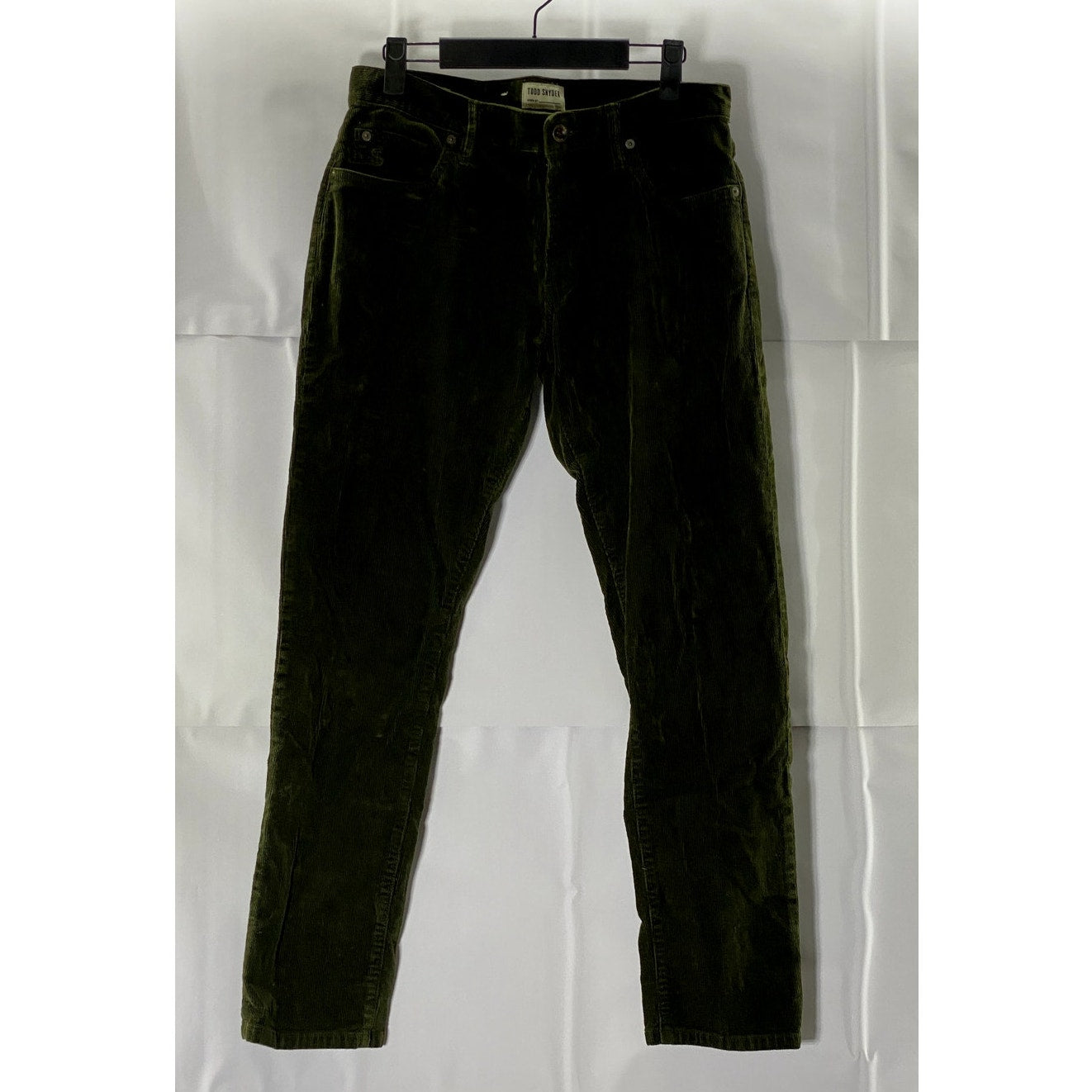 TODD SNYDER Men's Dark Green Slim-Fit Five-Pocket Stretch Corduroy Pant SZ 29X30