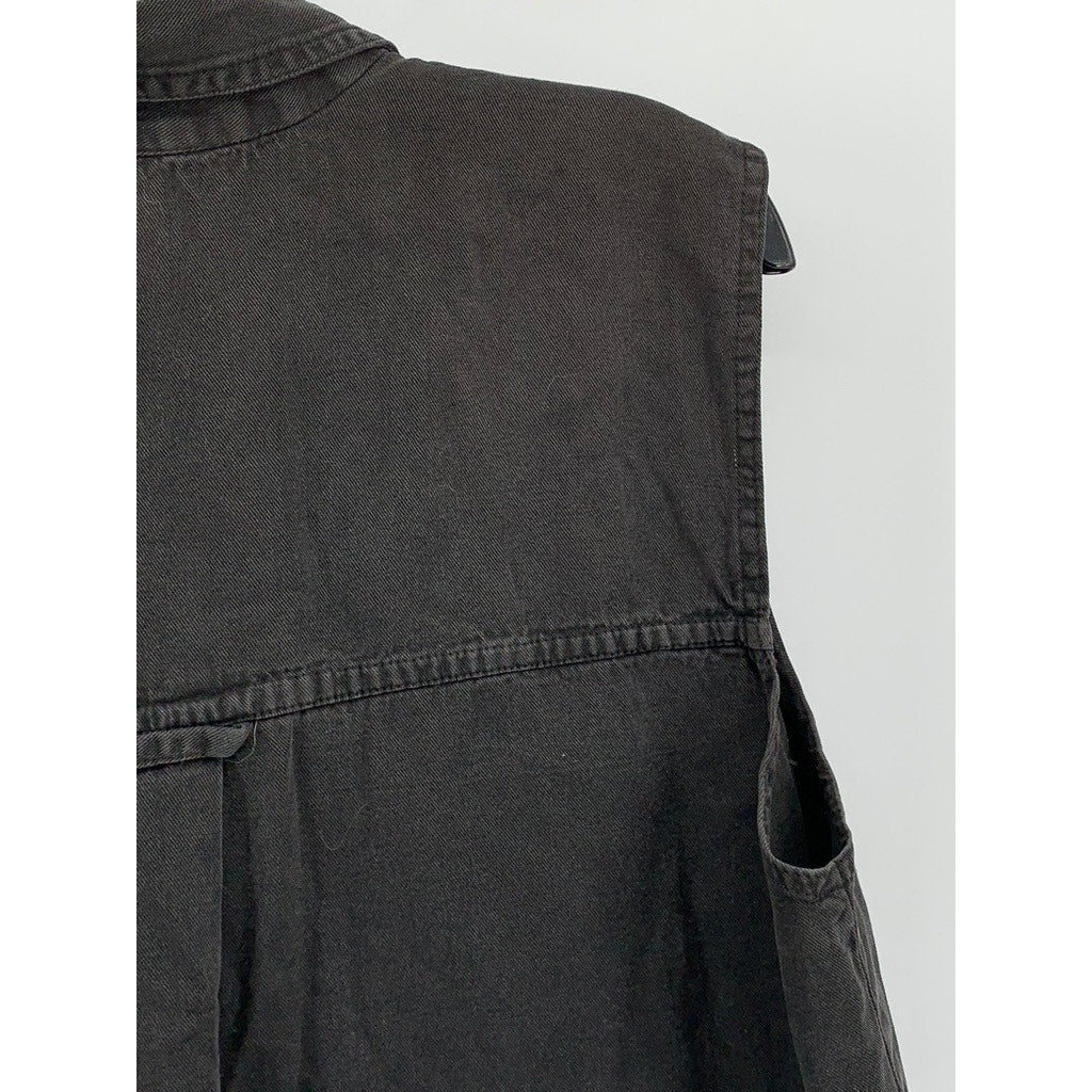 I AM Women's Vintage Black Button-Up Sleeveless Oversized Top SZ M