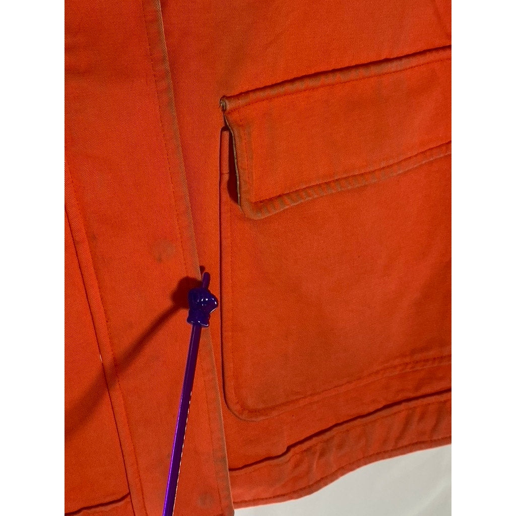 TOPSHOP Women's Orange Snap-Button Full-Zip Drawstring Hem Jacket SZ 2