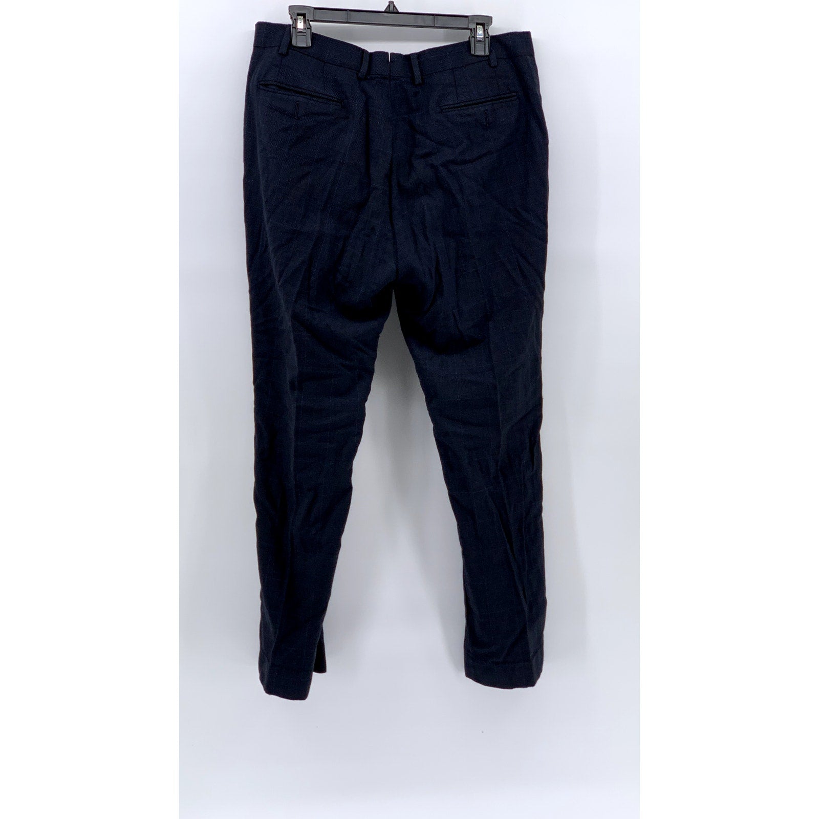 UNBRANDED Men's Blue Textured Windowpane Straight-Leg Regular Fit Pant SZ 36