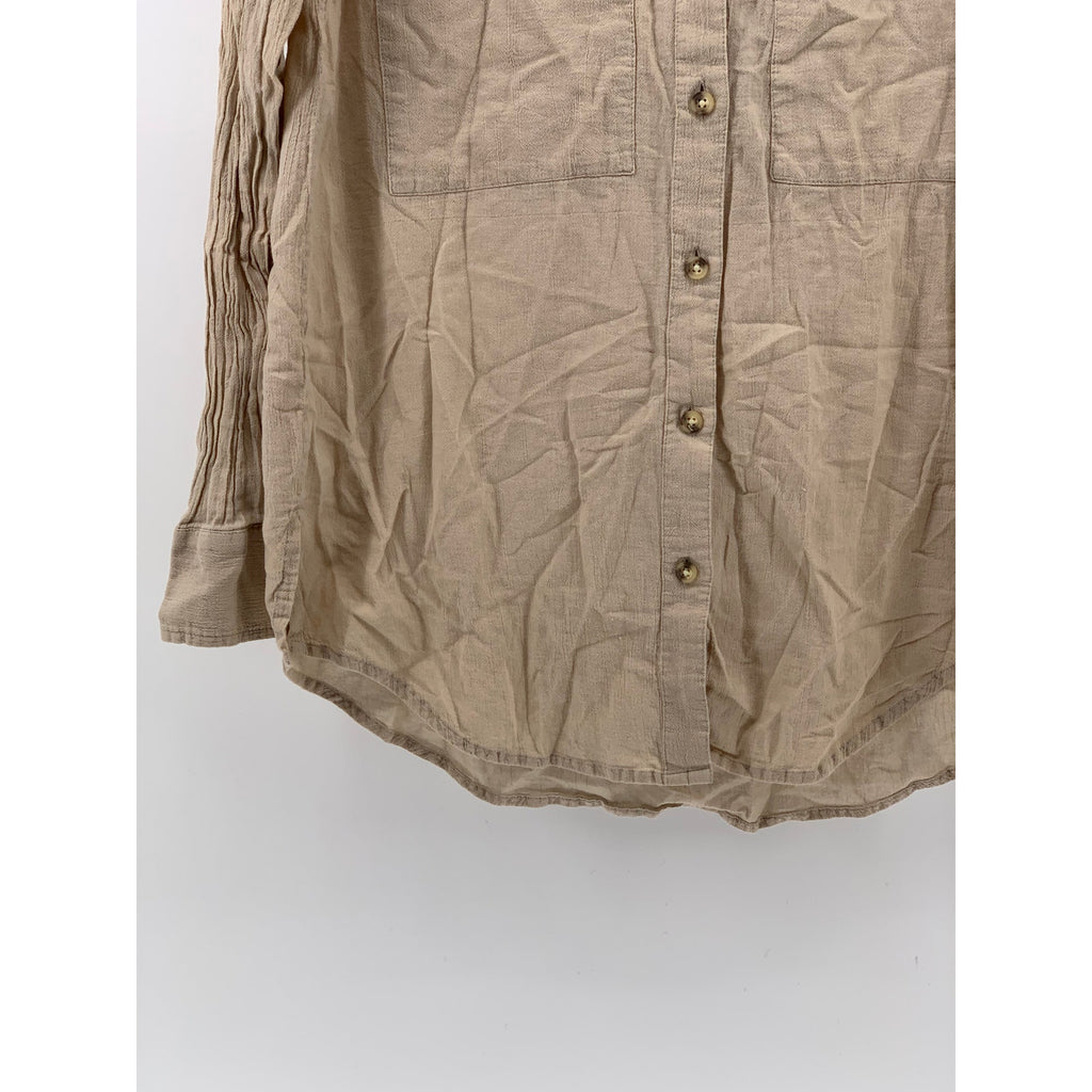 CLUB MONACO Women's Beige Button-Up Long Sleeve Regular-Fit Shirt SZ XS