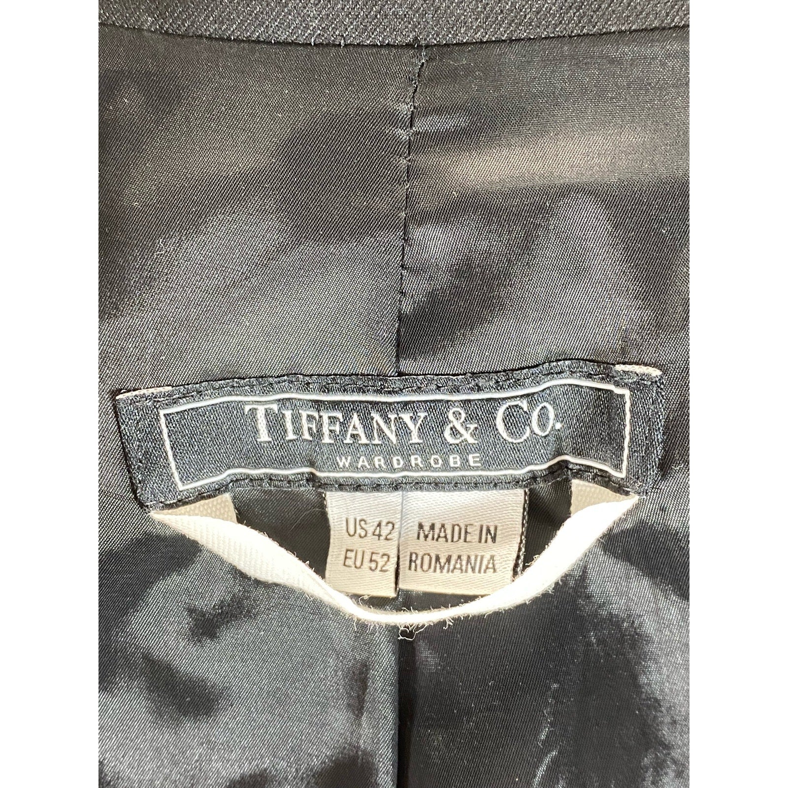 TIFFANY & CO Wardrobe Men's Solid Black Two-Button Blazer SZ 42R