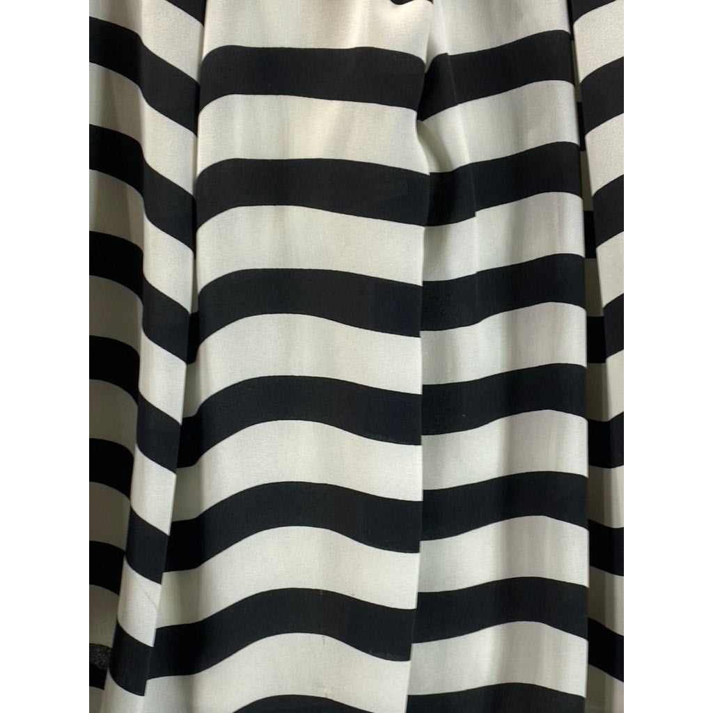 BANANA REPUBLIC Women's Petite White/Black Striped Pleated Mini Skirt SZ 0/P