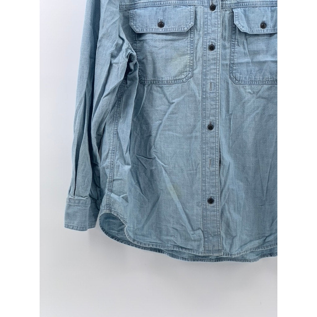 MADEWELL Women's Blue Chambray Button-Up Long Sleeve Workshirt SZ M