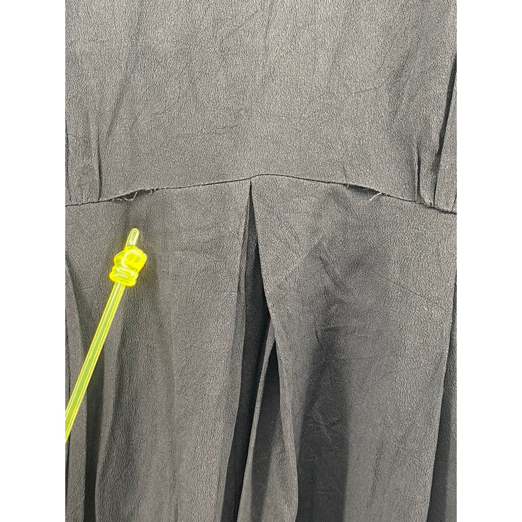 UNBRANDED Women's Black Solid Crewneck Short Sleeve Back Zipper Jumpsuit SZ S