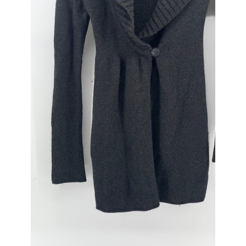 VINCE Women's Charcoal Alpaca-Wool-Cashmere Fold-Over Wrap Sweater Dress SZ S