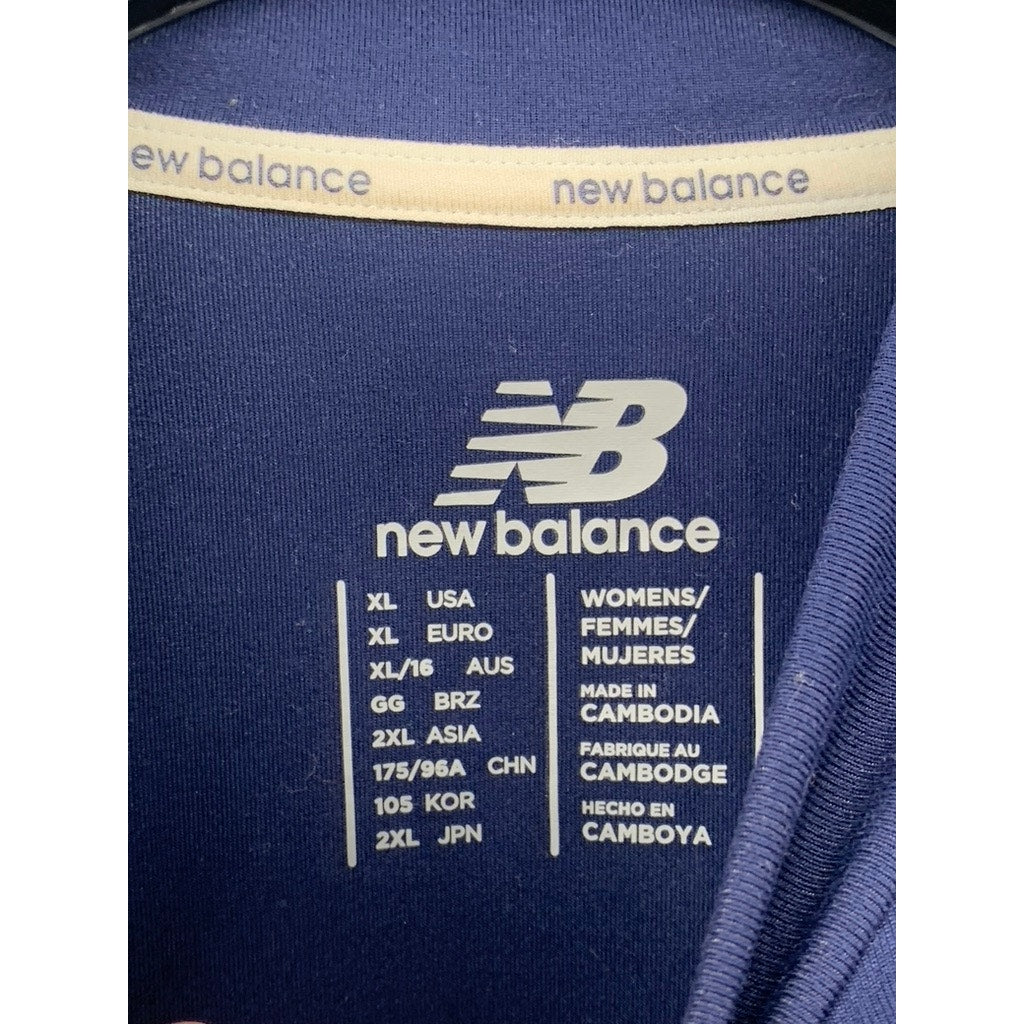 NEW BALANCE Women's Navy Crewneck Long Sleeve Thumbhole Cutout Active Top SZ XL