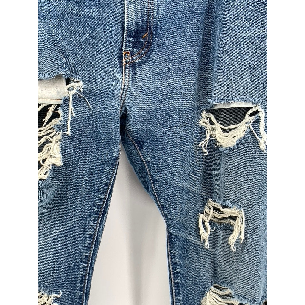 LEVI'S Men's Blue Denim Distressed 517 Bootcut Jeans SZ 36X30