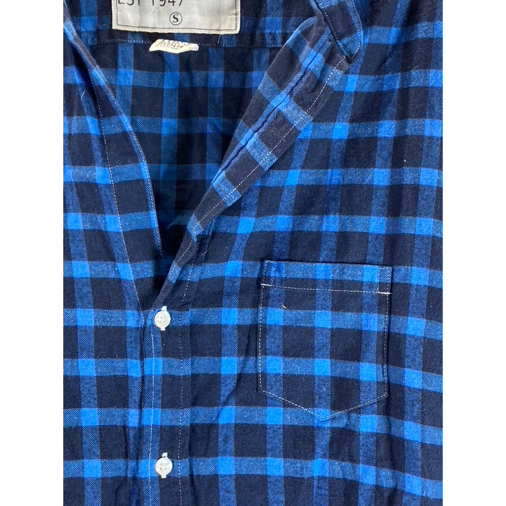 FRANK AND EILEEN Women's Blue/Black Plaid Eileen Relaxed Button-Up Shirt SZ S