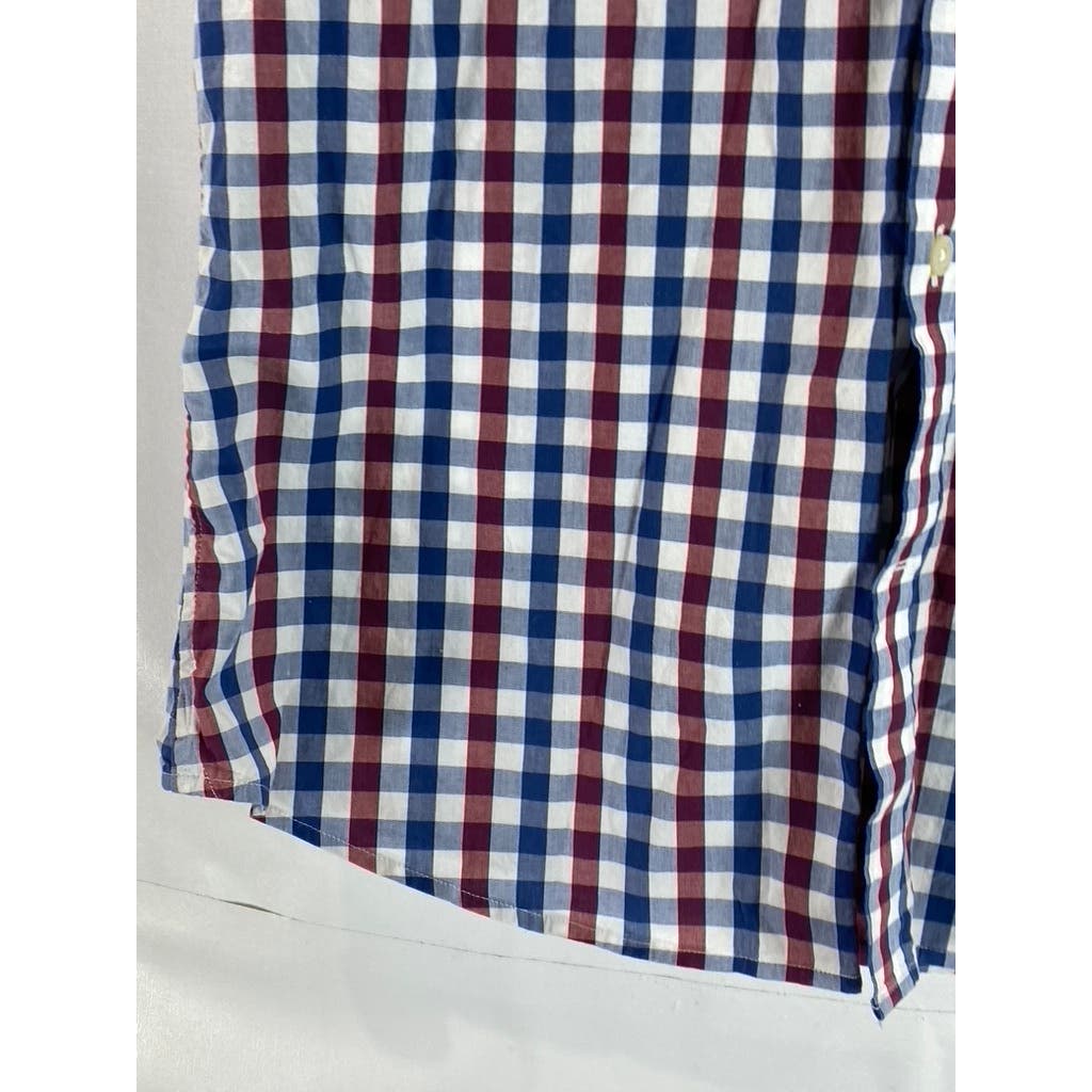 BANANA REPUBLIC Men's Blue/Red/White Checkered Button-Up Short Sleeve Shirt SZ M