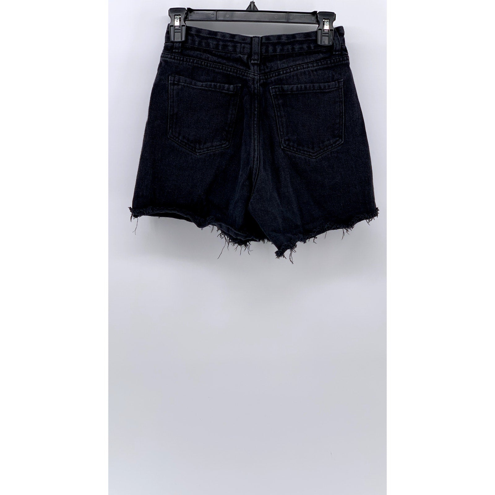 OAK+FORT Women's Black Frayed Denim High-Rise Shorts SZ S