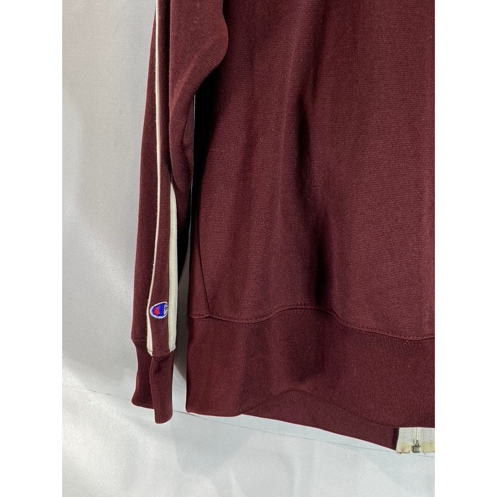 CHAMPION Men's Burgundy Brooklyn College Vintage Track Zip-Up Jacket SZ L