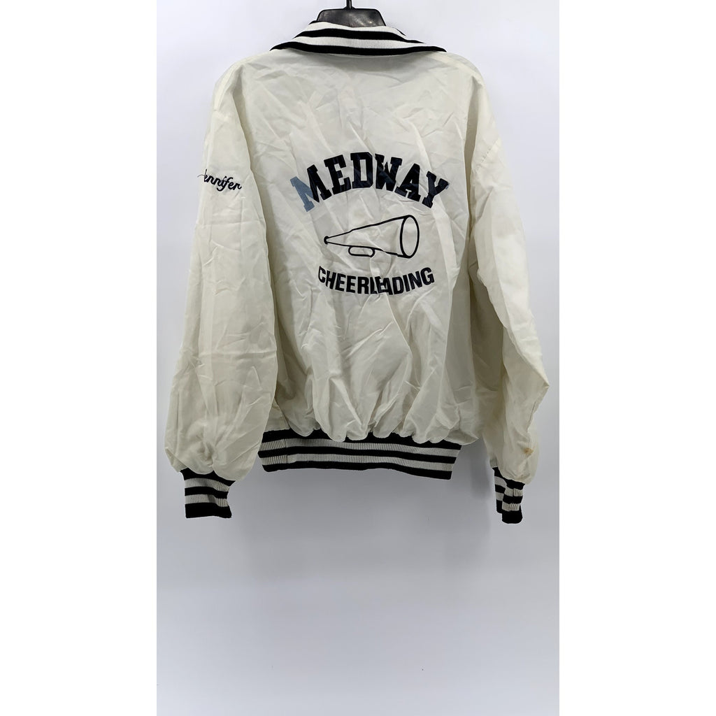 DELONG Women's White-Navy Vintage Varsity Cheerleader Jacket SZ XL