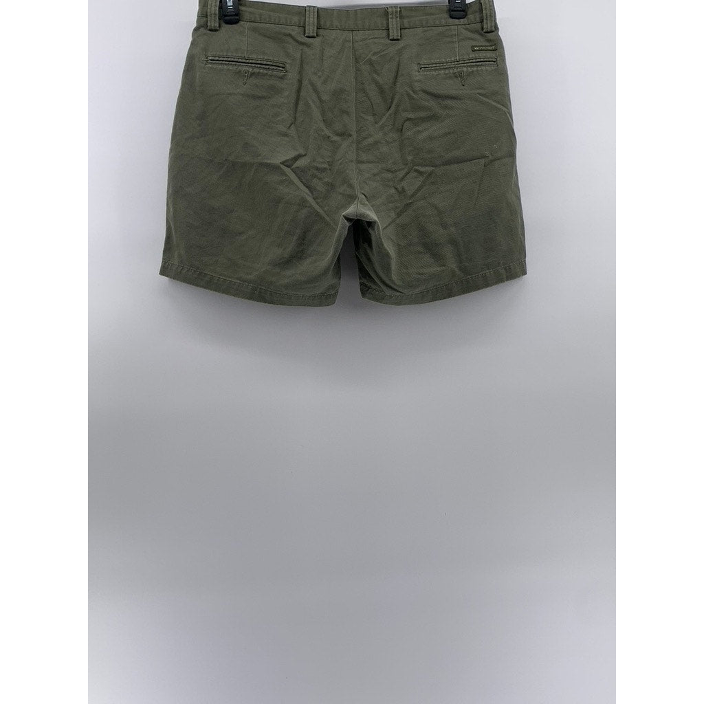 DOCKERS KHAKIS Women's Olive Green Pleated Regular-Fit Shorts SZ 34