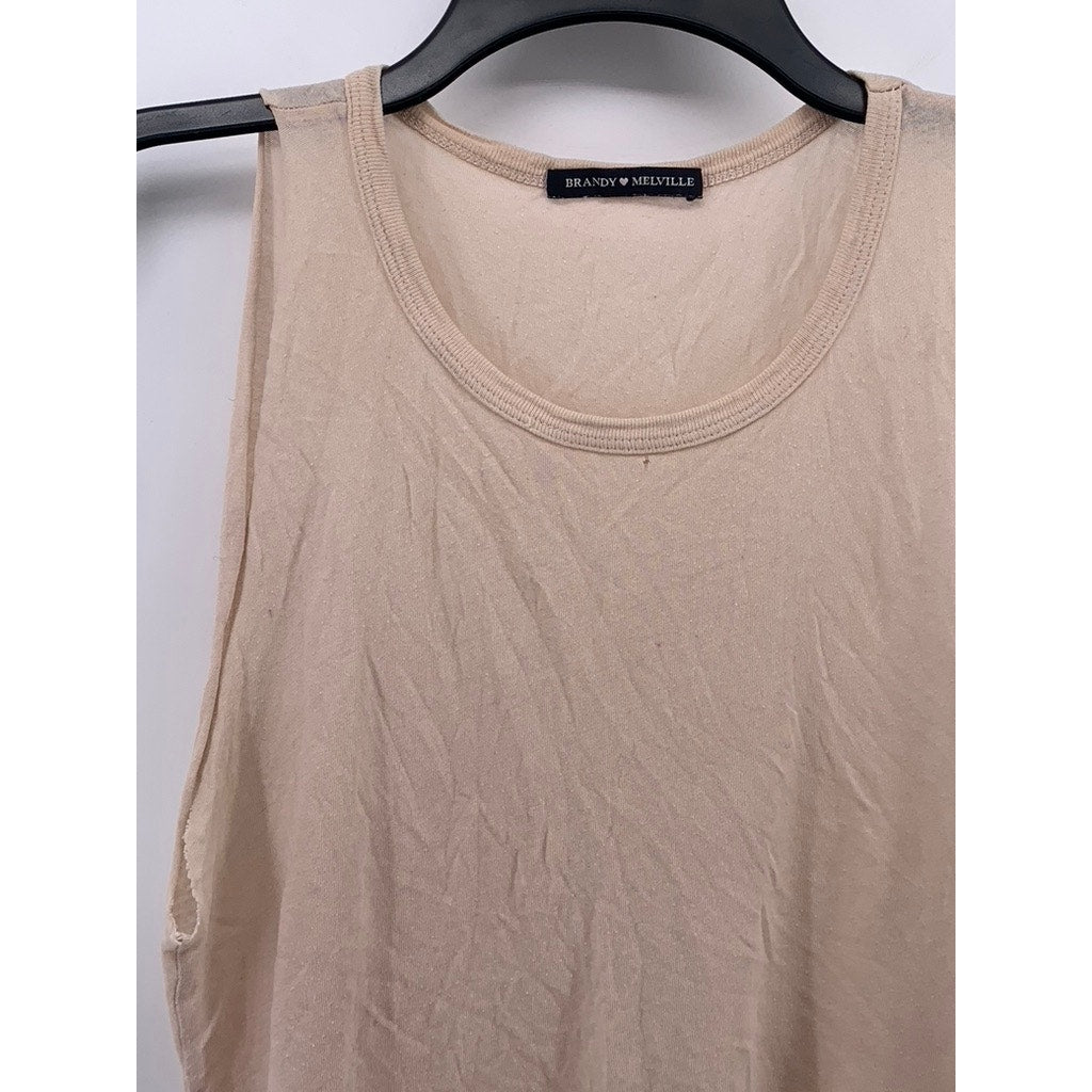 BRANDY MELVILLE Women's Beige Scoop-Neck Lightweight Muscle Tank Top SZ OS