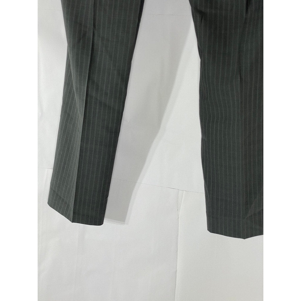 TED BAKER Men’s Long Gray Pinstripe Flat Front Straight-Leg Dress Pant SZ 34L