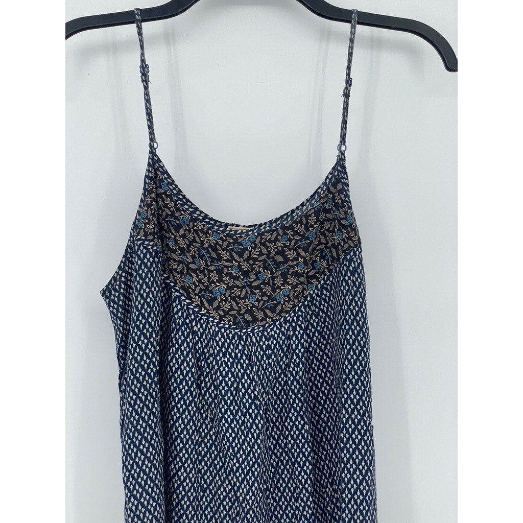 HONOLUA WAHINE Women’s Navy Printed Spaghetti Strap Scoop-Neck Mini Dress SZ S