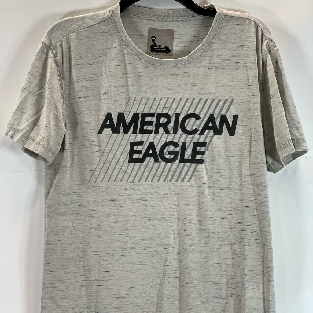 AMERICAN EAGLE Men's Grey Crewneck Logo Graphic Short Sleeve T-Shirt SZ L