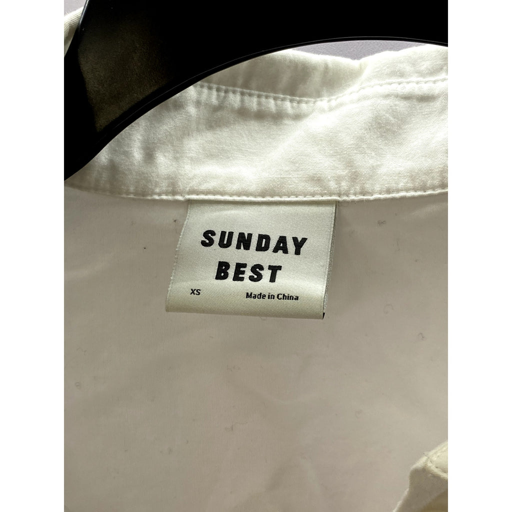 SUNDAY BEST Women's White Solid Button-Up Regular-Fit Long Sleeve Shirt SZ XS