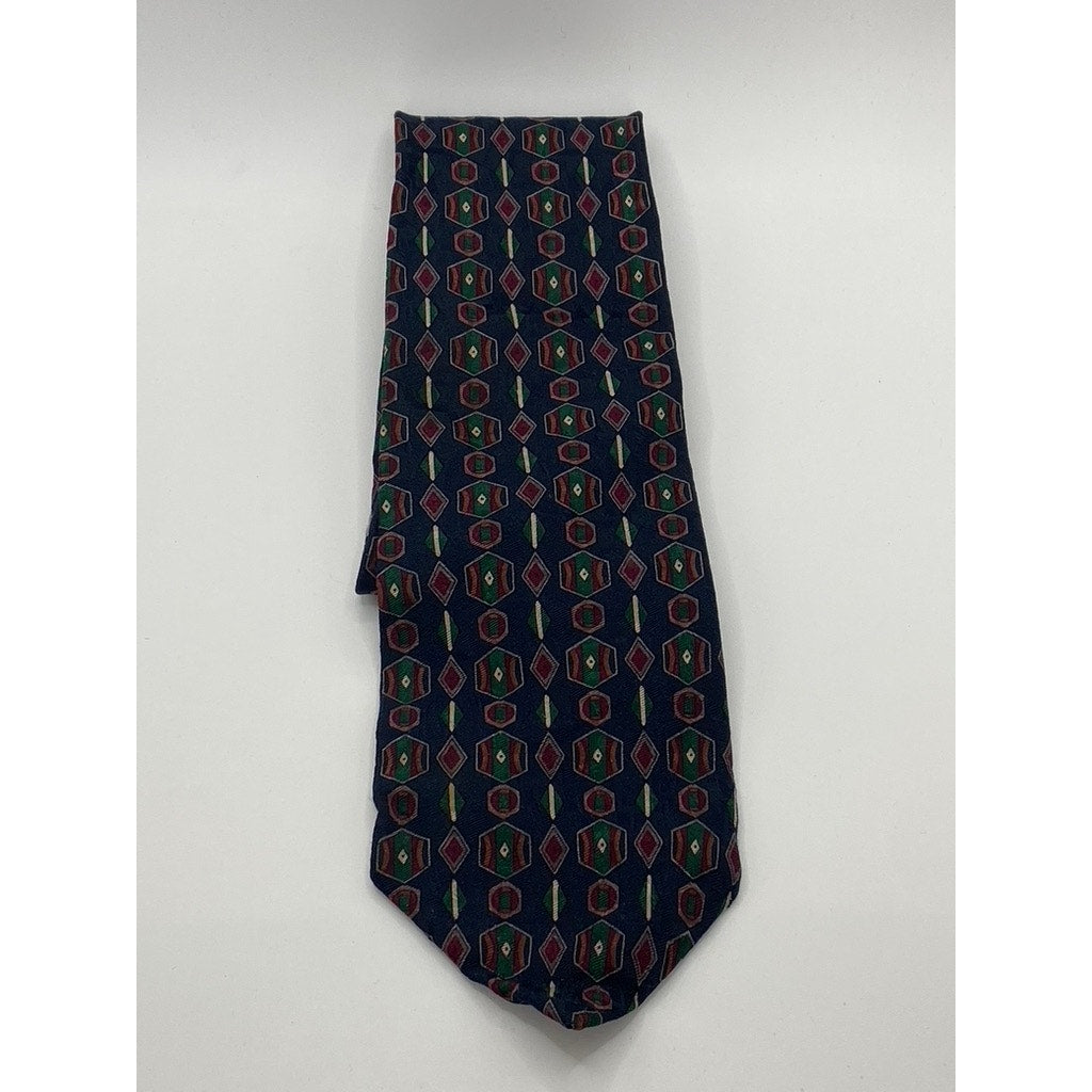 BILL BLASS Men's Vintage Navy Blue Printed Silk Tie SZ OS