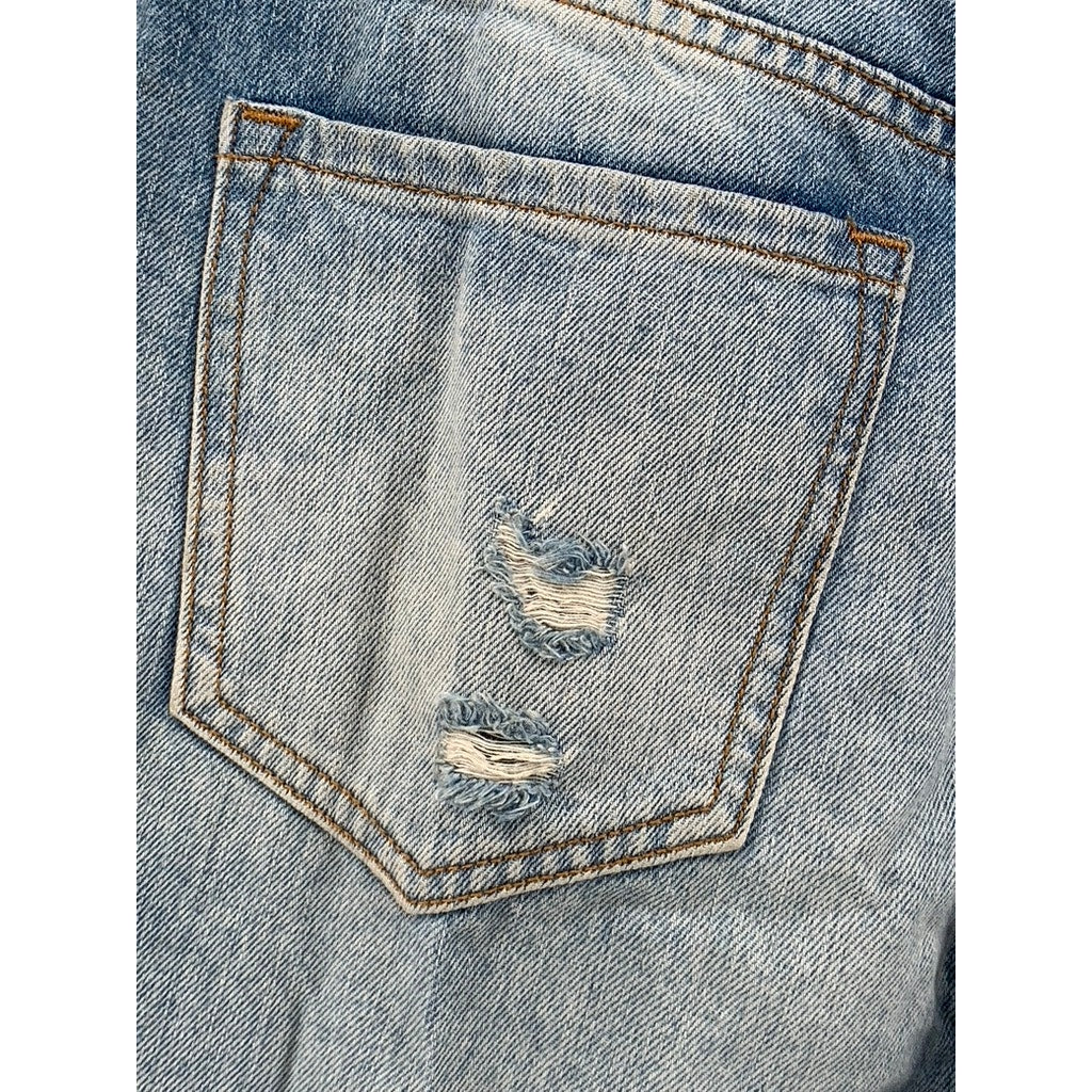 SNEAK PEEK Women's Medium Wash Distressed Relaxed Fit Straight Jeans SZ 5/27
