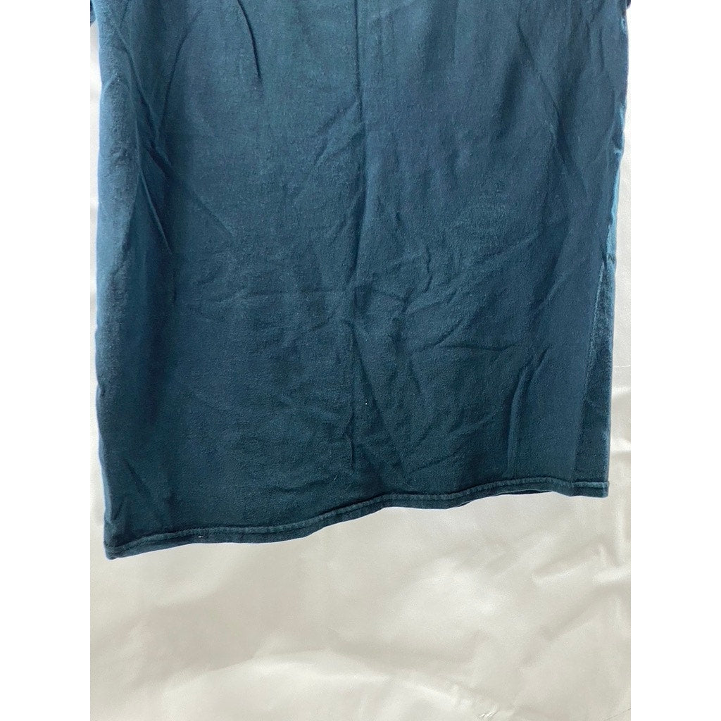 GILDAN Men's Navy Blue Crewneck Graphic Heavy Cotton Short Sleeve T-Shirt SZ S