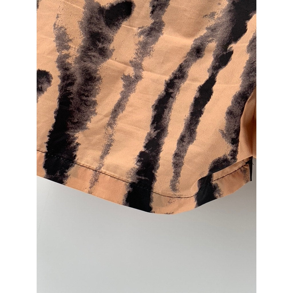 BOOHOO MAN Men's Tan-Black Printed Drawstring Casual Shorts SZ L