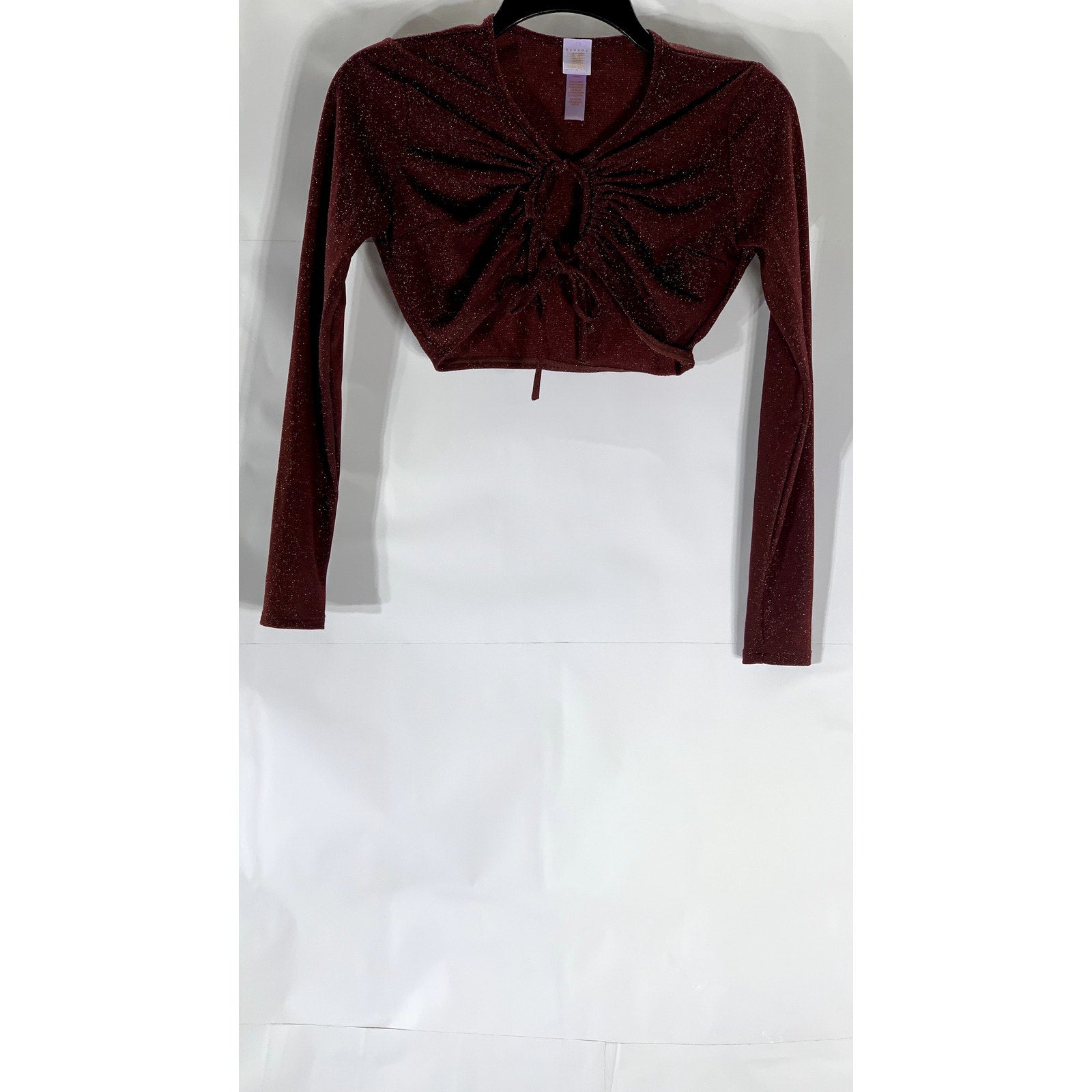 SAVAGE X FENTY Women's Red Cocoa Tie-Front Sleep & Shine Shimmering Top SZ XS
