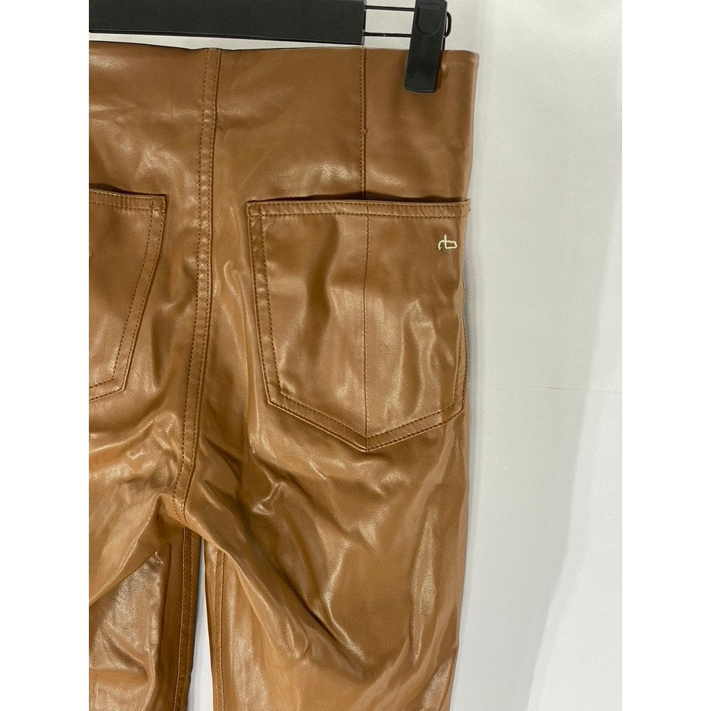 RAG & BONE Women’s Camel Brown Faux-Leather Nina Skinny Pull-On Pant SZ S