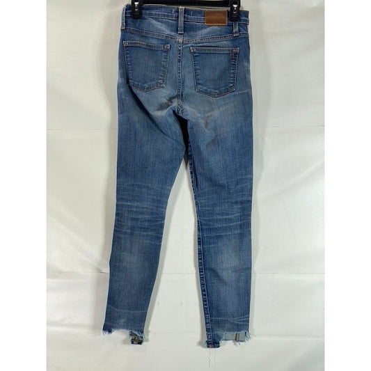MADEWELL Women's Dark Blue 10" High-Rise Button-Fly Raw-Hem Skinny Jean SZ 27