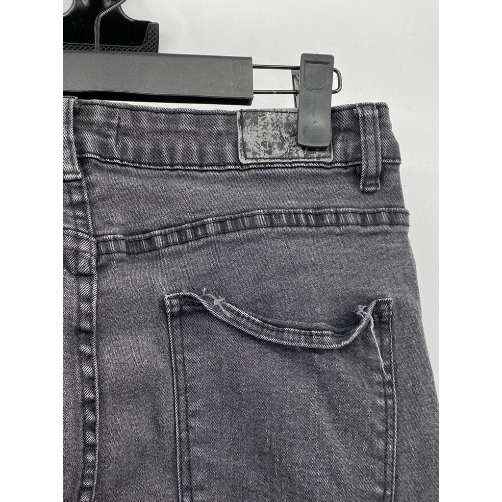 STREETWEAR SOCIETY Women's Washed Black Embroidered Rose Mom Jean SZ 9