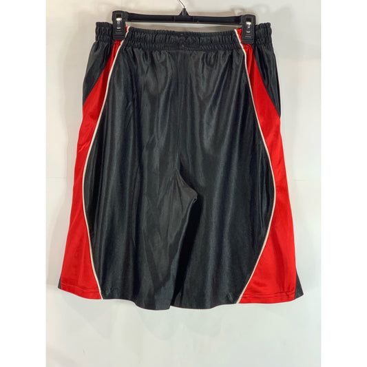 NBA Boys Black/Red Elastic Waist Regular-fit Pull-On Basketball Shorts SZ 18(XL)