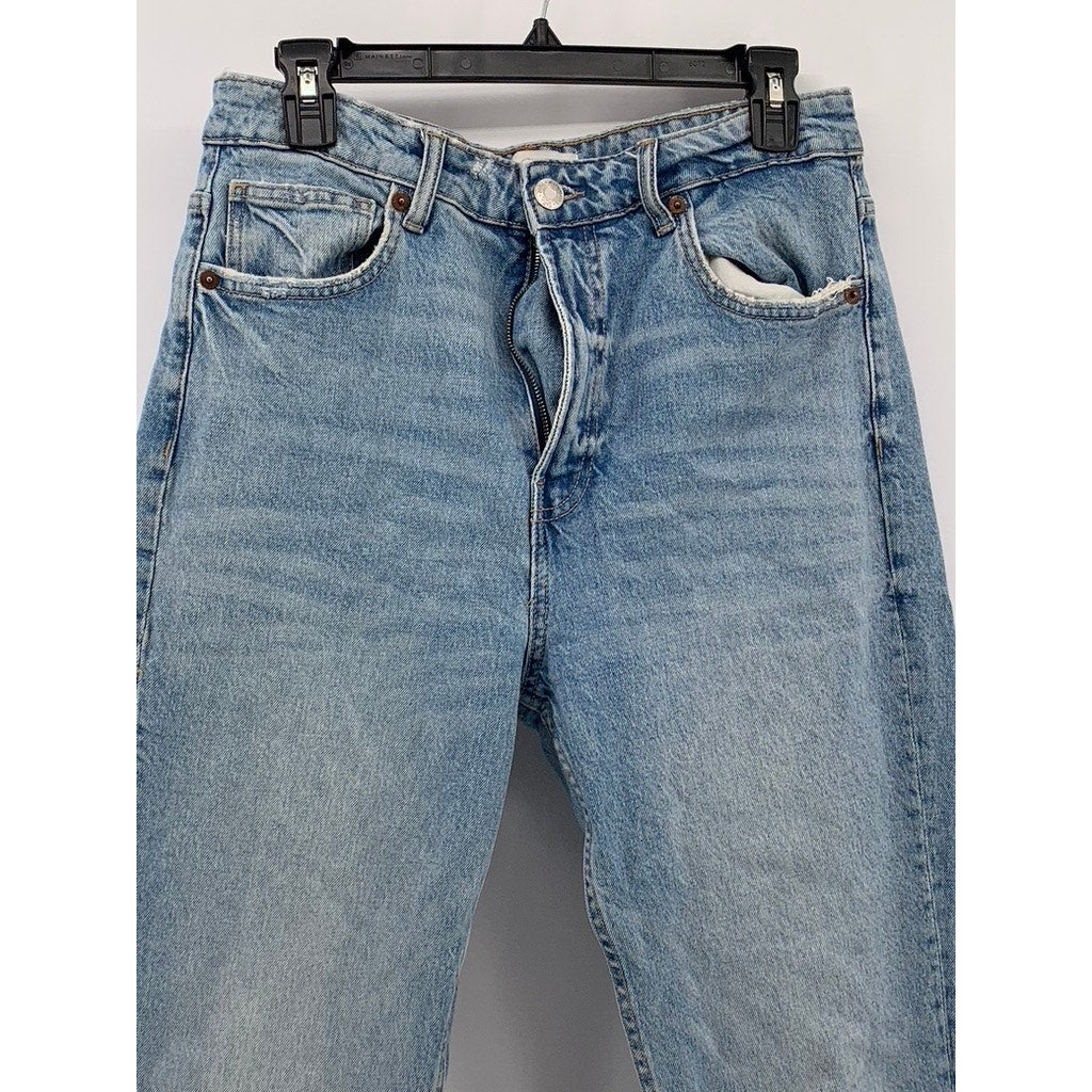ZARA Women's Blue Denim Five-Pocket Skinny Leg Regular-Fit Jeans SZ 8