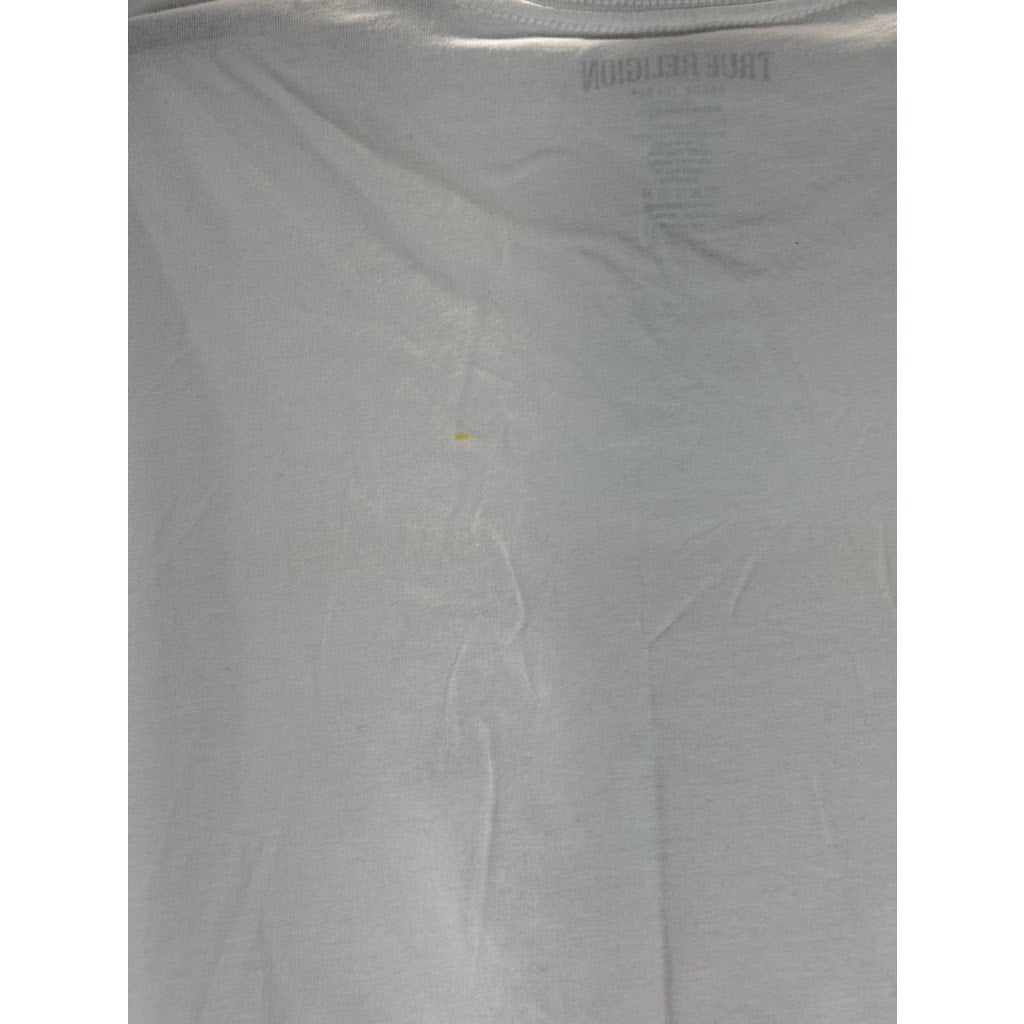 TRUE RELIGION Men's White/Orange Graphic Crewneck Short Sleeve T-Shirt SZ M