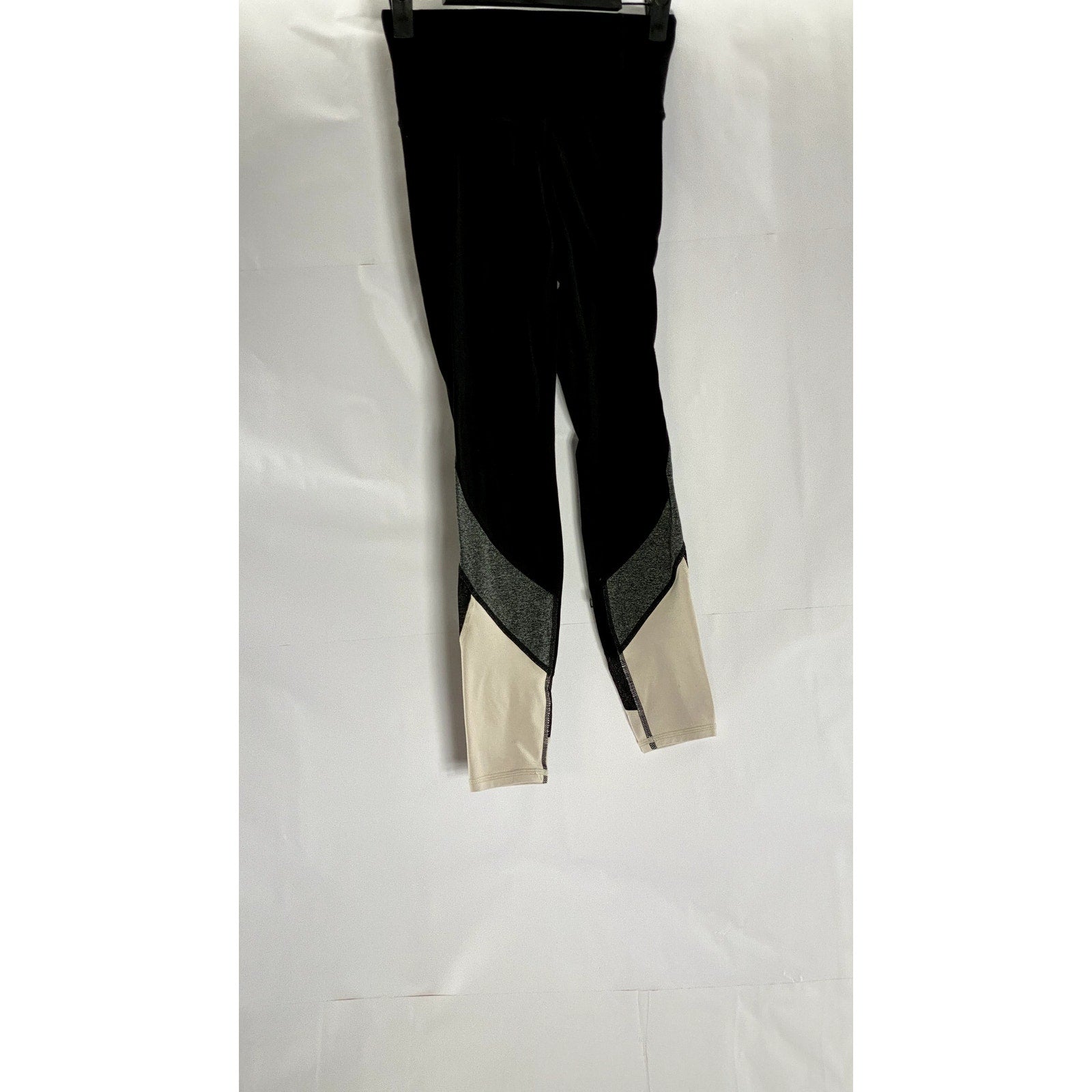 ATHLETA Women's Black/Cream Colorblock Salutation Pull-On Leggings SZ 2XS