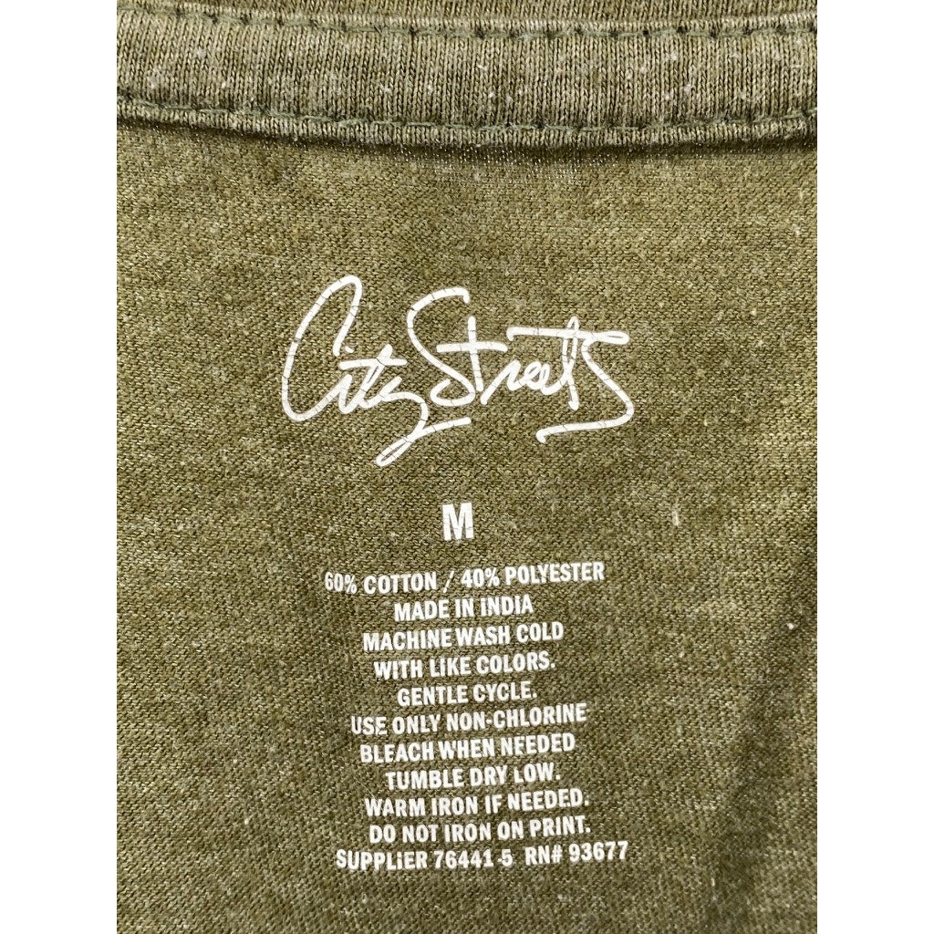 CITY STREETS Women's Olive Green Crewneck The Future Long Sleeve Top SZ M