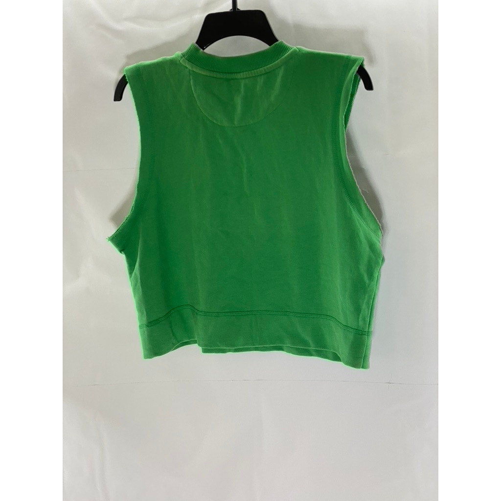 WRANGLER Women’s Green Crewneck Cut-Off Sleeve Pullover Tank Top SZ M
