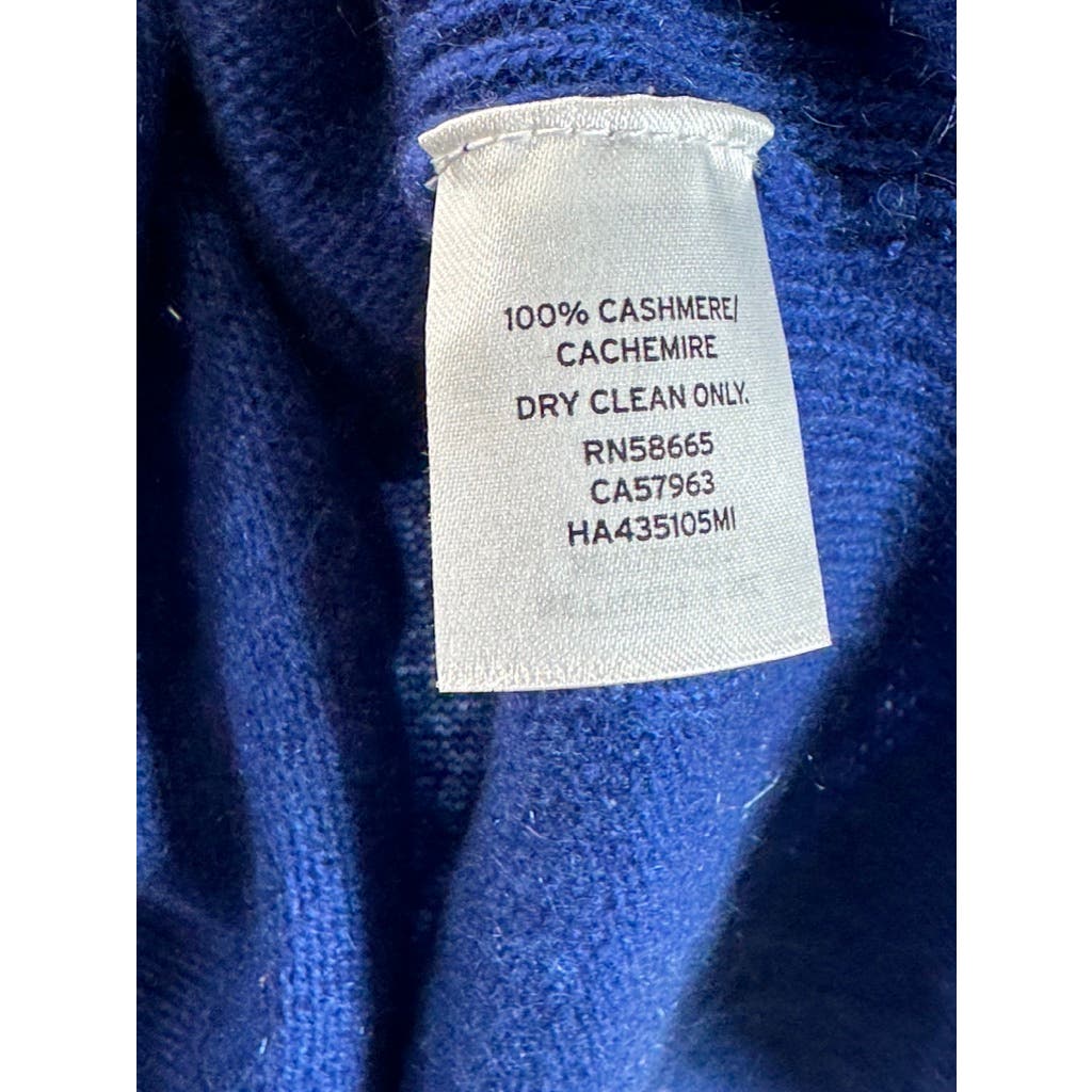 HALOGEN Women's Royal Blue Cashmere Crewneck Side-Slit Pullover Sweater SZ M