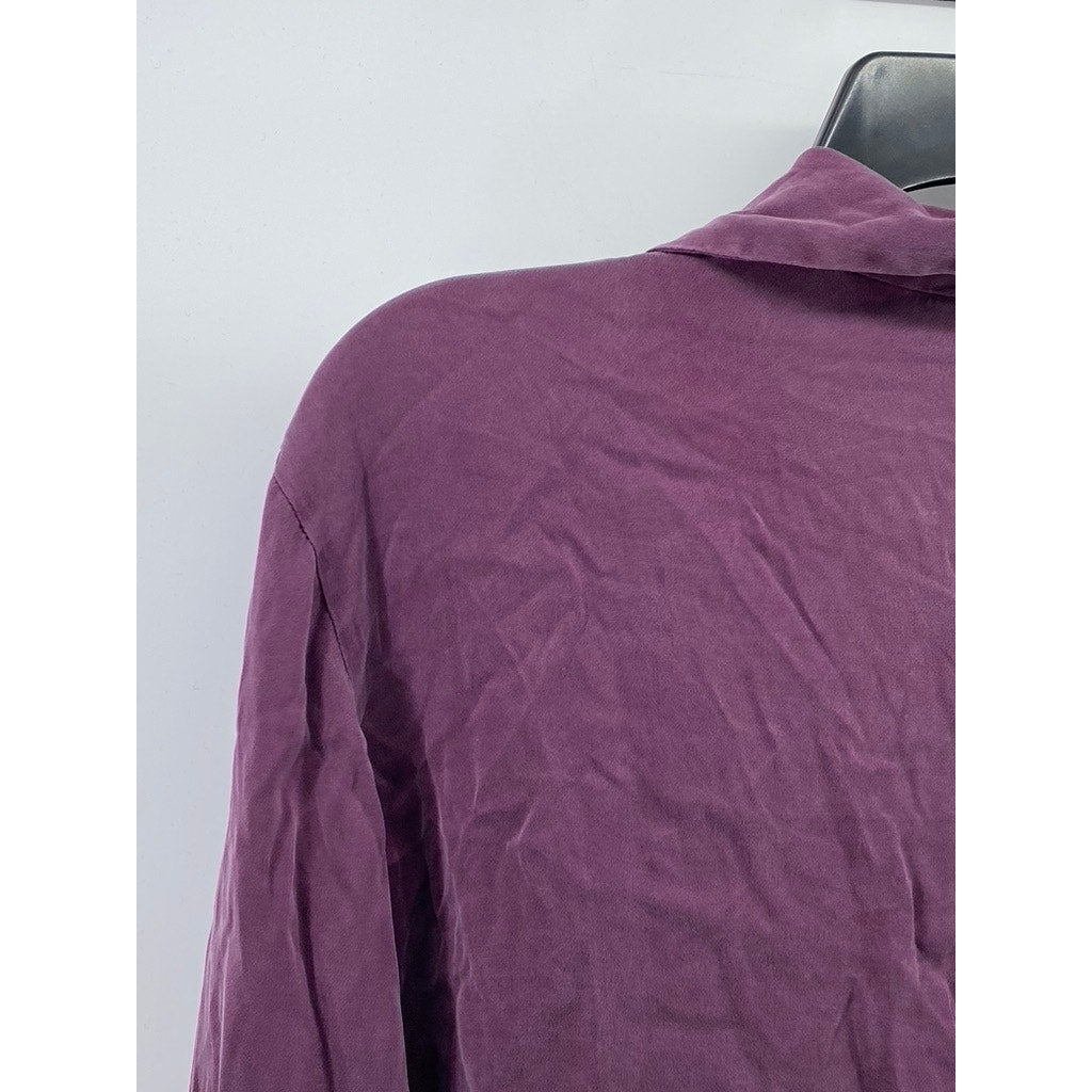 CASUAL CORNER Women's Burgundy Button-Up Regular-Fit Long Sleeve Top SZ 8