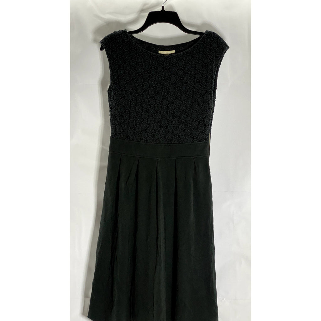 BANANA REPUBLIC Women's Black Lace Scoop-Neck Short Sleeve Dress SZ 6