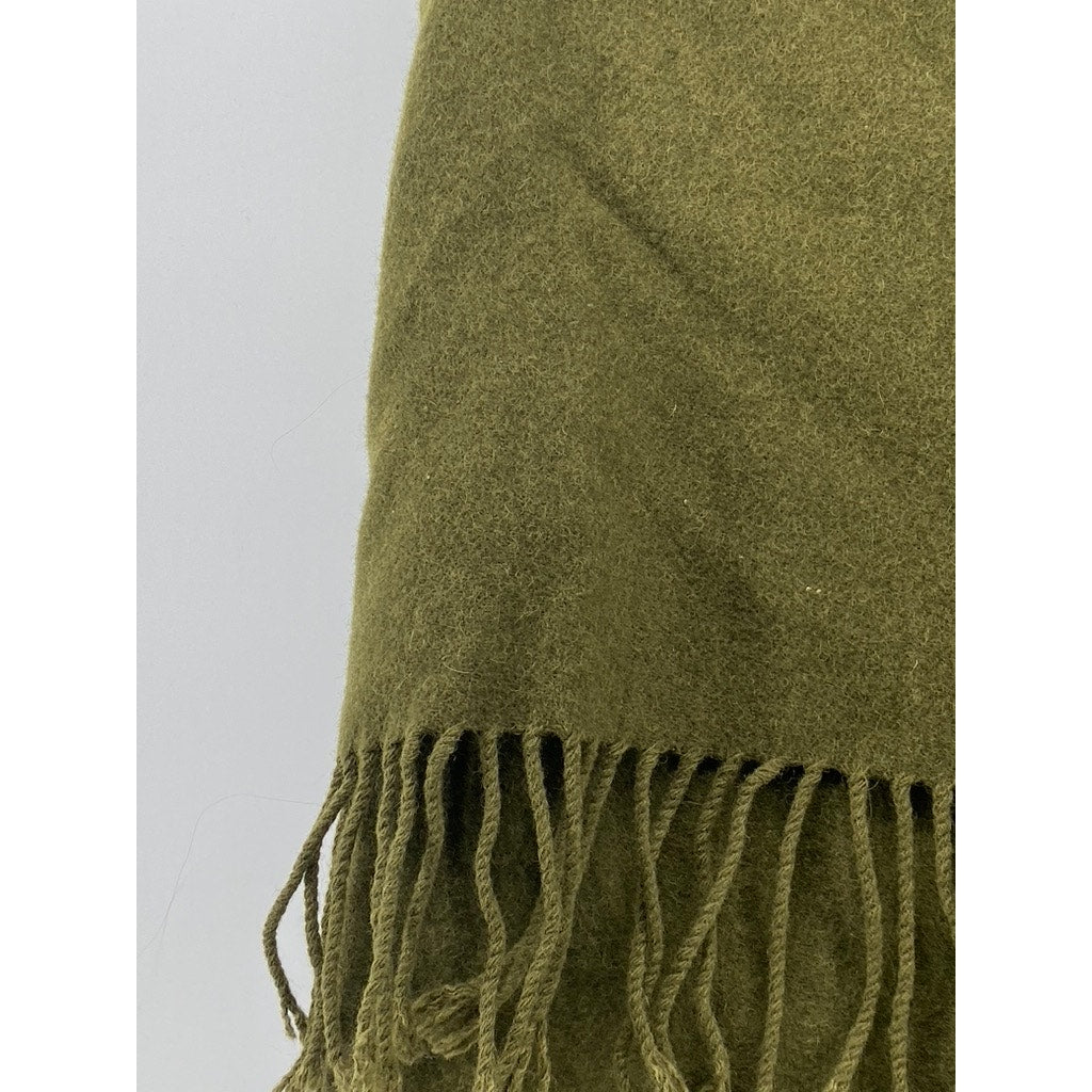 BERGDORF GOODMAN Unisex Adult Olive Green Cashmere Soft Fringe Scarf SZ OS