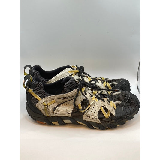 MERRELL Men's Black-Yellow Mesh Continuum Lace-Up Hiking Sneakers SZ 10.5